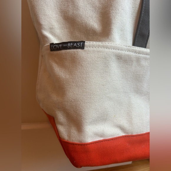 EUC Love Thy Beast Canvas Pet Carrier Tote in Natural & Orange - Picture 7 of 12